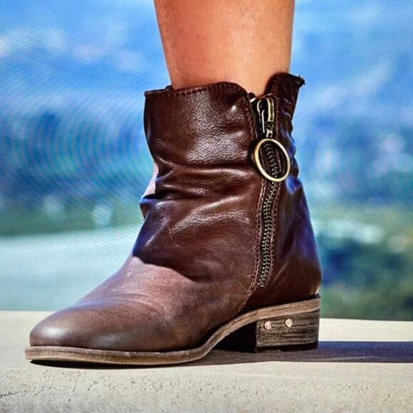 NEW BEEK Leather Quail Booties chocolate for women 1065tn - Picture 12 of 13